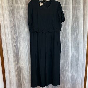 Coldwater Creek Black Midi Dress with Eyelet Detail